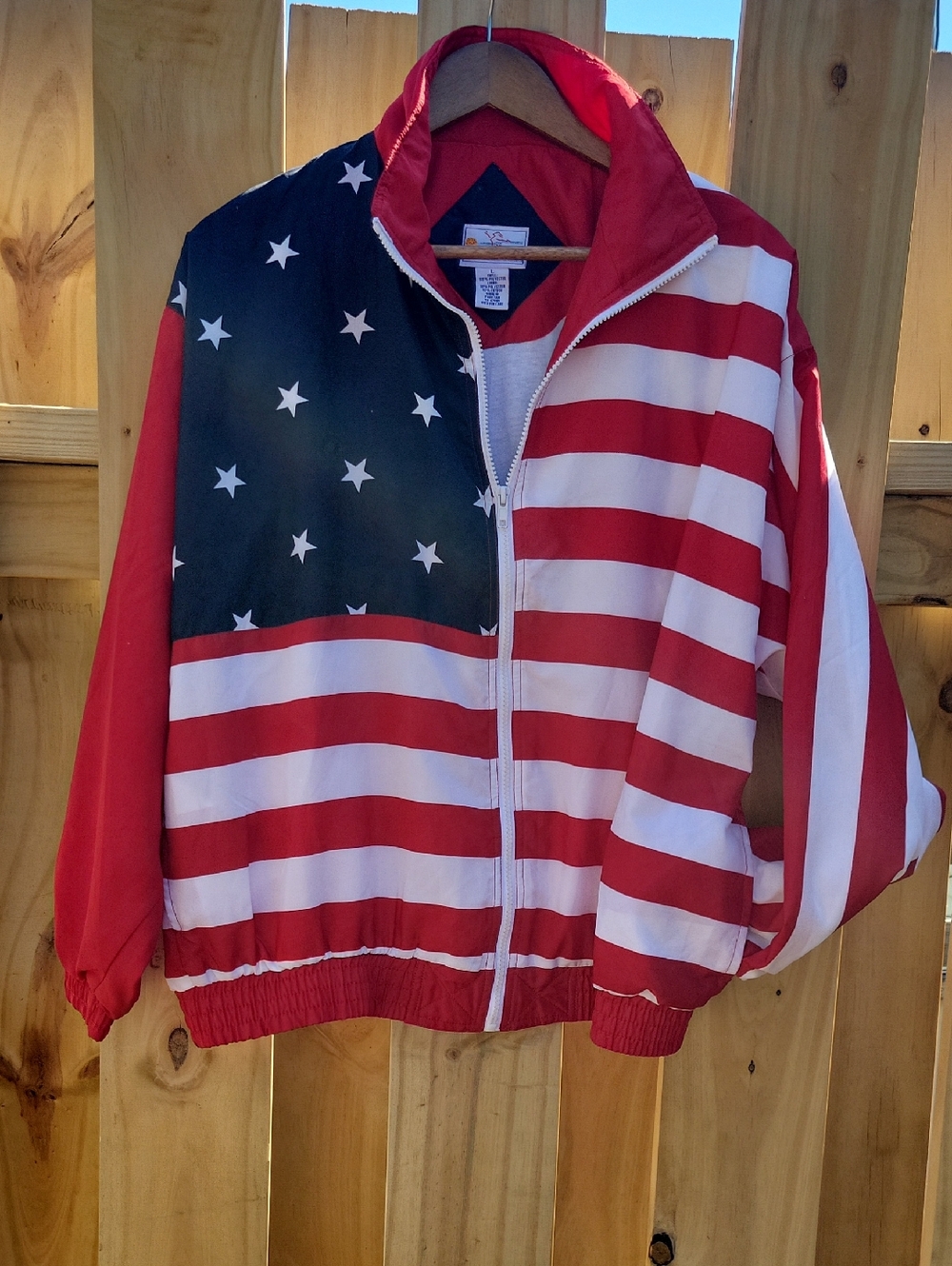 Women's Flag-Print Bomber Jacket - Red, White & Blue